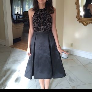 Aqua High Low Halter Dress